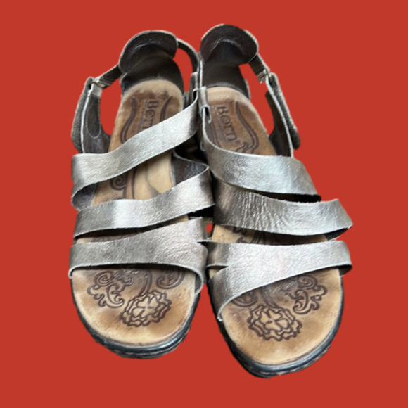 Born Sandals Strappy Wedge Leather Casual Open Toe Women's Size 11W - Picture 3 of 3